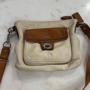 Coach Cream and Brown Crossbody Bag